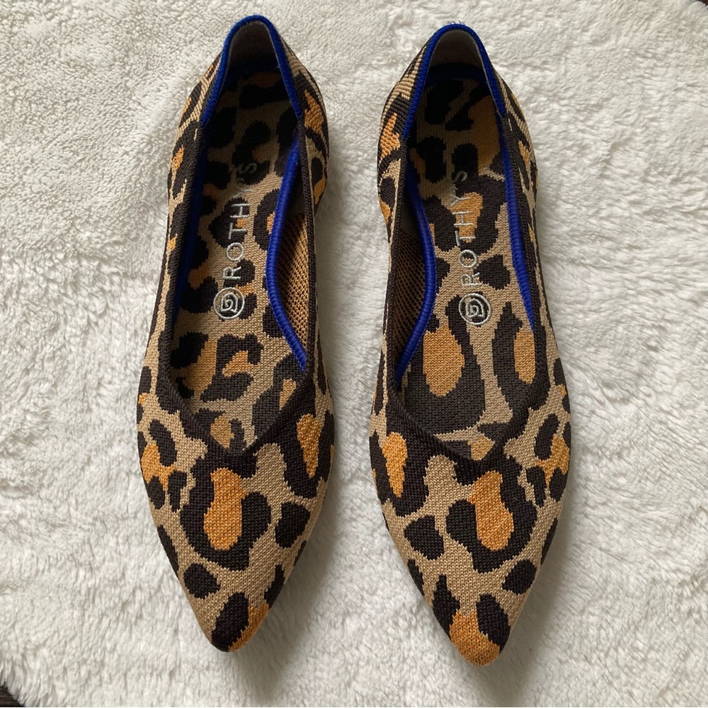Rothy’s The Point big cat leopard spot ballet flats size 9.5